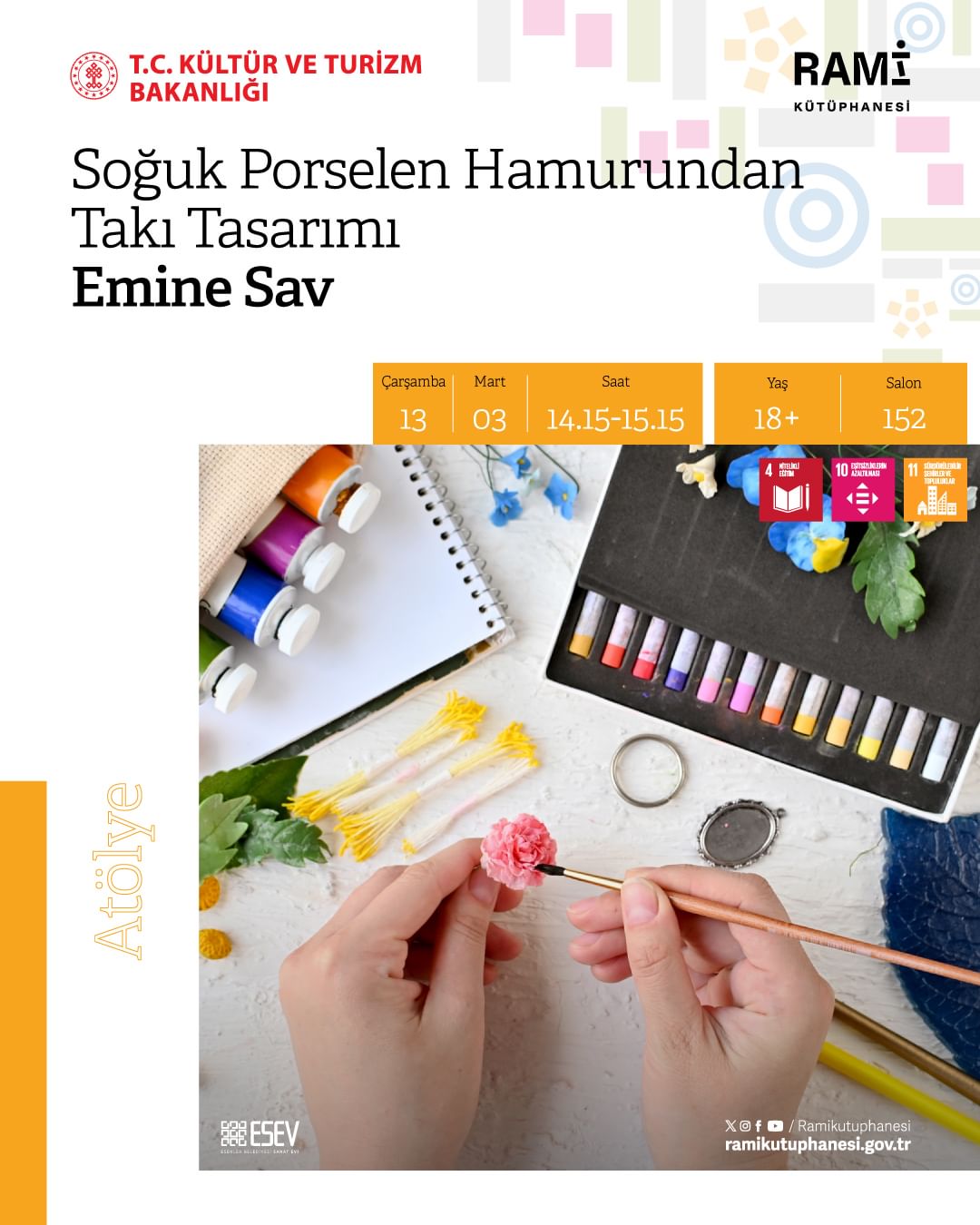 Rami Kütüphanesi - Soğuk Porselen Hamurundan Takı Tasarımı Atölyesi: Emine Sav